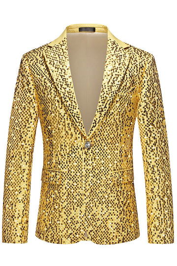 Glittrande gyllene skåror kavajslag paljetter 2 delar baldräkter